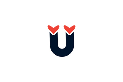 letter u love logo badge