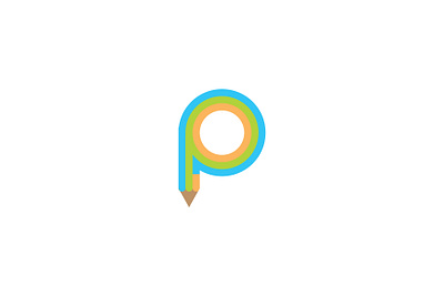 letter p pencil logo badge