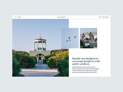 Open Space and Architecture-Inspired Design for Seaside, Frorida architecture beach town branding clean communityliving design figma hero section minimalistlayout outdoorliving seaside seasidevibes summer vibe ui urbanplanning ux visualstorytelling web