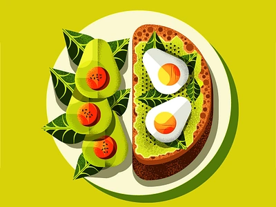 Avocado Toast avocado bread egg food foodapp foodart geometric illustration vector