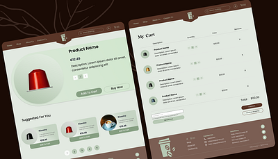 Warm & Inviting Coffee Shop Website Design – Coffeecozy branding brown coffee shop e commerce figma green ui uiux design user experience user interface ux web design