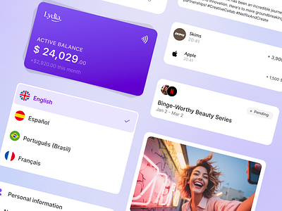 Lydia App UI 2.0 (Q1 2025) app app design creator design design system figma influencer influencer marketing platform product design purple app system ui ux uxui