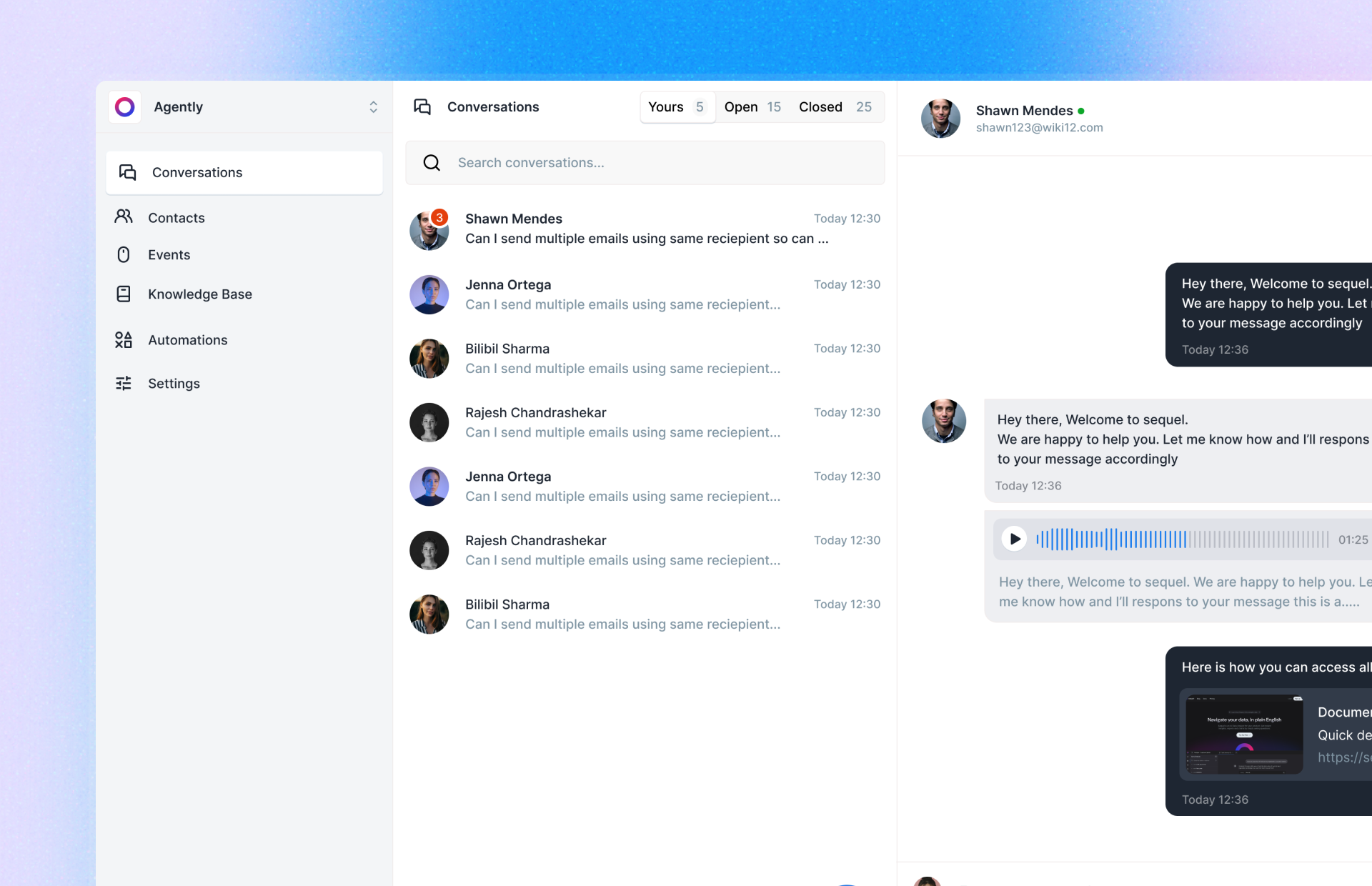 Agently Customer Support App app product design ui ux