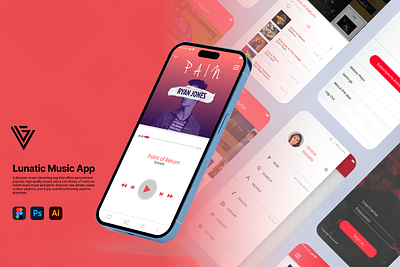 Lunatic Music App mobile app ui uiux design ux