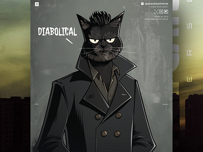 Diabolical ai branding cat daliy design illustration poster print