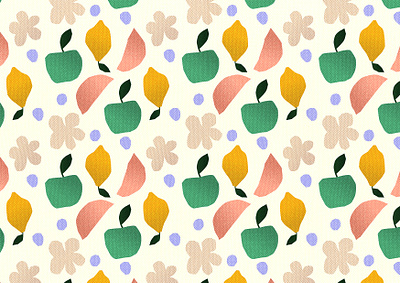 Fruits and flowers pattern apple drawing flowers fruits lemon peach