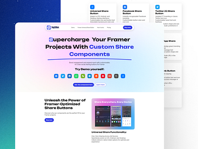 🎨 Framer Universal Share Button Project 🚀 animation branding ecommerce figma framer framer animation framer component framer website single product website ui website design