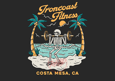 Ironcoast beach design branding fitness design graphic design gym logo skull art skull design summer design tees design