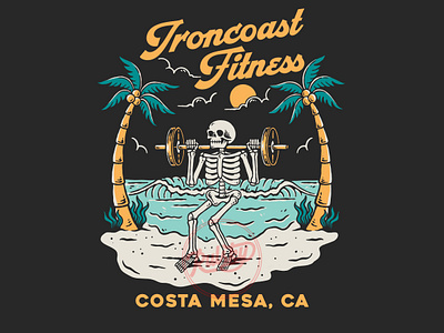 Ironcoast beach design branding fitness design graphic design gym logo skull art skull design summer design tees design