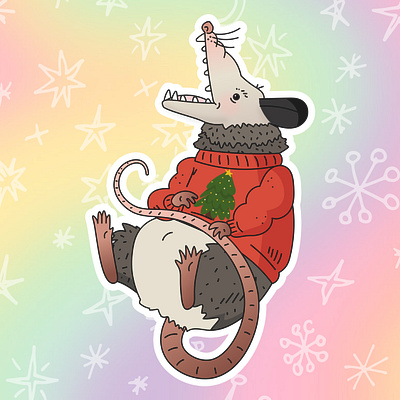 Trash Christmas christmas graphic design holidays illustration opossum sweater vector winter