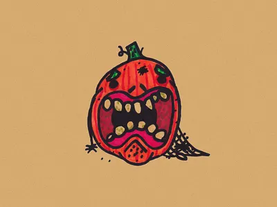 Rough Day cartoon character drawing funny hand drawn illustration jack o lantern markers orange pumpkin pumpkin seeds spider web trick or treat