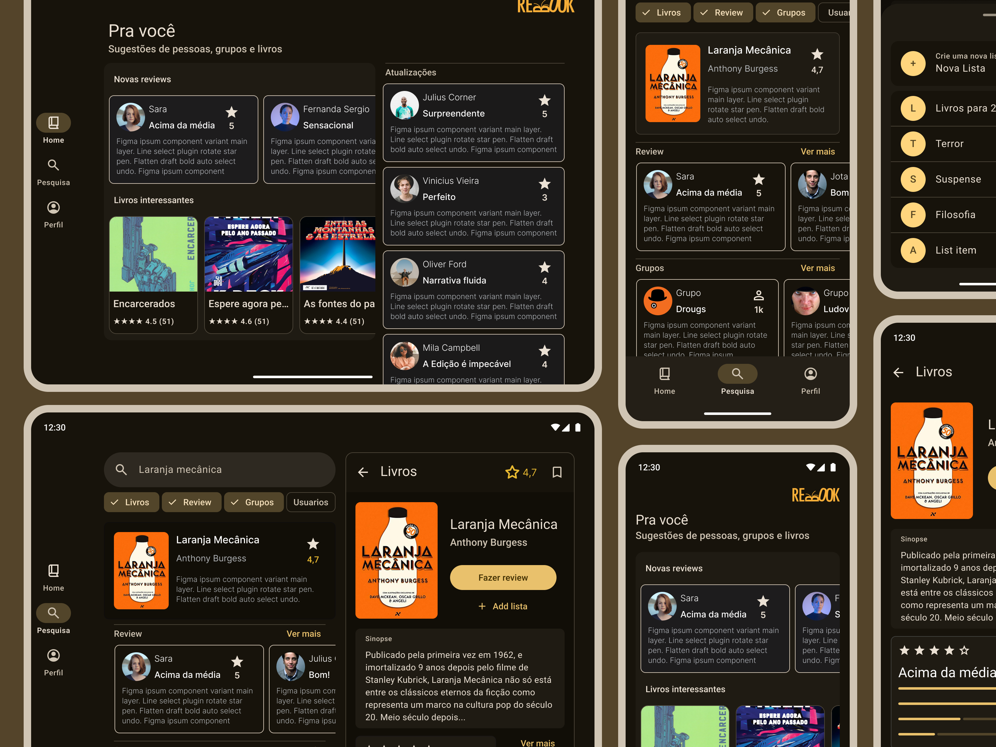 Rebook app - O lugar das suas reviews app design review ui ux uxui design