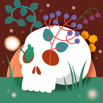 Growth autumn graphic design halloween illustration plants skeleton skull spooky