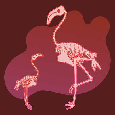 Flamingone autumn bird flamingo graphic design halloween illustration skeleton spooky