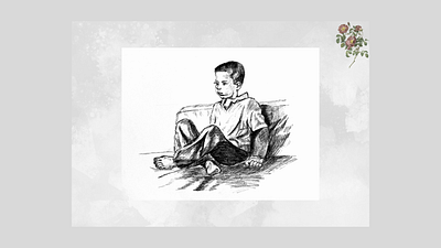 Sketching of a boy sitting on a bed art charcoal sketching drawing sketching