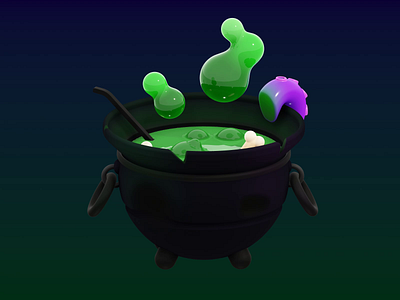 Witch's Cauldron 3D Turnaround 3d cauldron halloween potion project neo slime spooky tentacle turnaround witch