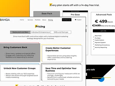 ANQA Digital Marketing Agency – Pricing Page digitalagency minimalui packagedesign pricingpage ui uiux webdesign