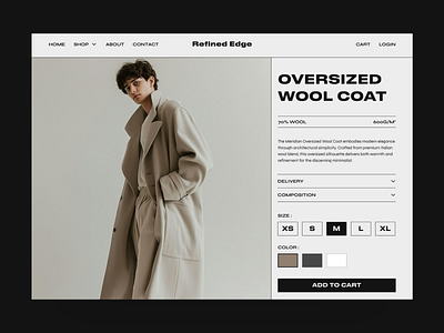 Fashion E-commerce Product Page black bold clean clothing website e commerce elegant fashion luxurious luxury minimalist online selling product product page ui uiux ux white