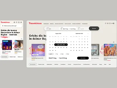 Travelcircus Discovery Page design system product design ui ux research uxui