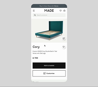 MADE.COM - Customisation tool ab testing product design ux feature