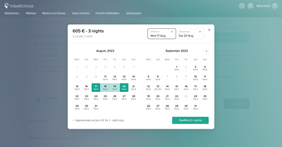 Travelcircus - Calendar ab testing product design ui design ux design