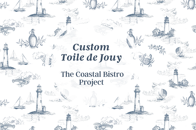 The Coastal Bistro Custom Toile de Jouy Pattern Commission custom pattern custom print custom toile custom toile de jouy seamless pattern toile toile de jouy toile pattern toile print