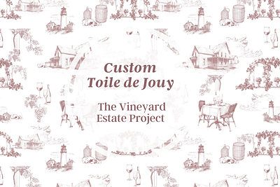 The Vineyard Estate Custom Toile de Jouy Pattern Commission custom pattern design custom toile de jouy seamless repeating pattern surface pattern design toile toile de jouy toile de jouy pattern toile de jouy print