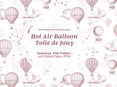 The Hot Air Balloon Toile de Jouy Pattern Set on Creative Market pattern design seamless pattern surface pattern toile de jouy toile de jouy pattern toile pattern