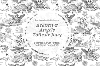 The Heaven & Angels Toile de Jouy Pattern on Creative Market creative market seamless pattern surface pattern design toile de jouy toile de jouy pattern toile pattern