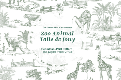 The Zoo Animal Toile de Jouy Pattern on Creative Market repeat pattern seamless pattern toile de jouy toile de jouy pattern toile de jouy print