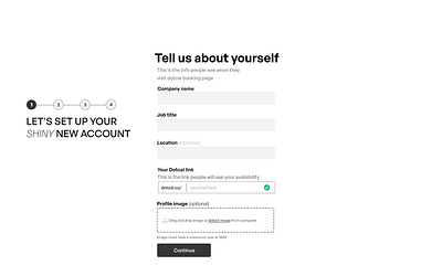 Dotcal SaaS application sign up exploration form input minimal sign up page
