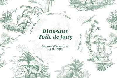 The Dinosaur Toile de Jouy Pattern on Creative Market repeating pattern seamless pattern seamless print toile de jouy toile de jouy pattern