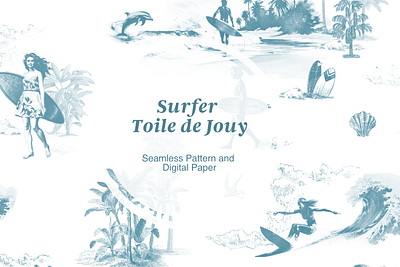 The Surfer Toile de Jouy Pattern Set on Creative Market repeating pattern seamless pattern toile de jouy toile de jouy pattern