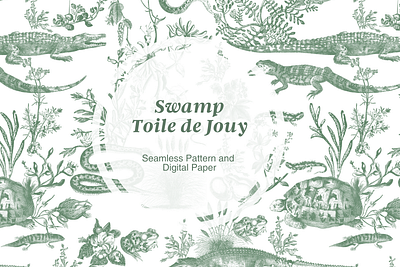 The Swamp Toile de Jouy Pattern Set on Creative Market repeating pattern seamless pattern surface pattern toile de jouy toile de jouy pattern