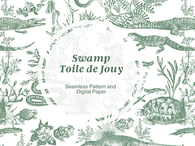 The Swamp Toile de Jouy Pattern Set on Creative Market repeating pattern seamless pattern surface pattern toile de jouy toile de jouy pattern