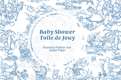 The Baby Shower Toile de Jouy Pattern on Creative Market repeating pattern seamless pattern surface pattern toile de jouy pattern