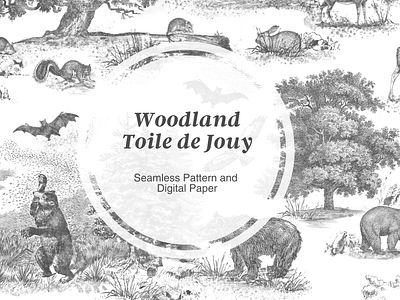 The Woodland Toile de Jouy Pattern on Creative Market repeating pattern seamless pattern surface pattern surface pattern design toile toile de jouy pattern toile de jouy print