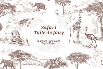 The Safari Toile de Jouy Pattern on Creative Market repeating pattern seamless pattern surface pattern toile de jouy toile de jouy pattern