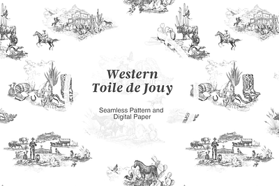 The Western Toile de Jouy Pattern on Creative Market repeating pattern seamless pattern surface pattern toile de jouy toile de jouy pattern