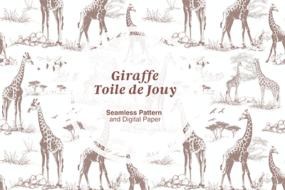 The Giraffe Toile de Jouy Pattern on Creative Market repeating pattern seamless pattern surface pattern toile de jouy pattern