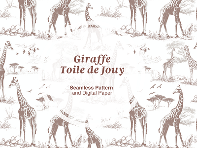 The Giraffe Toile de Jouy Pattern on Creative Market repeating pattern seamless pattern surface pattern toile de jouy pattern