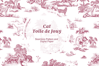 The Cat Toile de Jouy Pattern on Creative Market repeating pattern seamless pattern surface pattern toile de jouy pattern