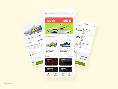 Sport Ecommerce App UI Design app branding ecommerce football graphic design green lime running shoes sports ui ux yellow