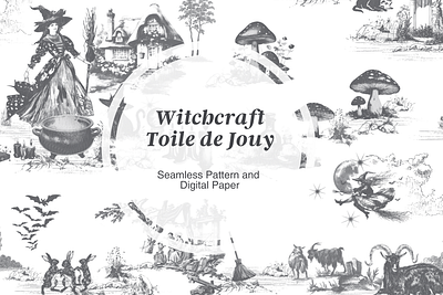 The Witchcraft Toile de Jouy Pattern on Creative Market repeating pattern seamless pattern surface pattern toile de jouy pattern