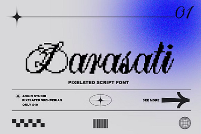 Larasati Pixelated Script Font classic design display font game game font pixel pixel font pixelated typeface typography vintage