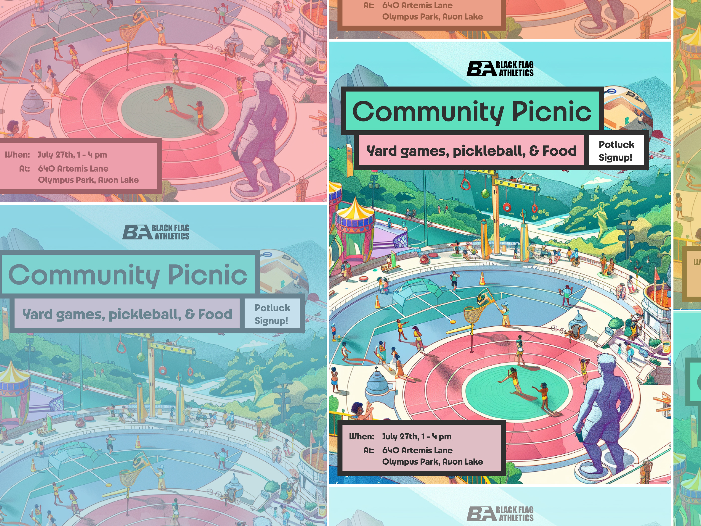 Gym Picnic Flyer art direction design exercise flyer gym olympics paris2024 poster