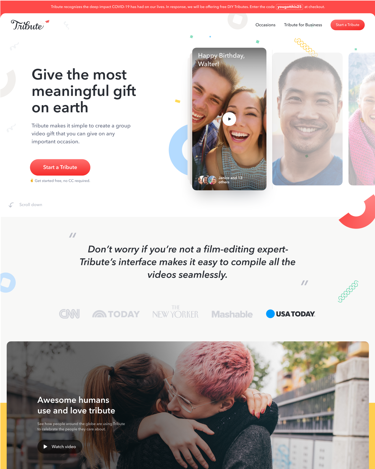 Tribute Homepage Concepts