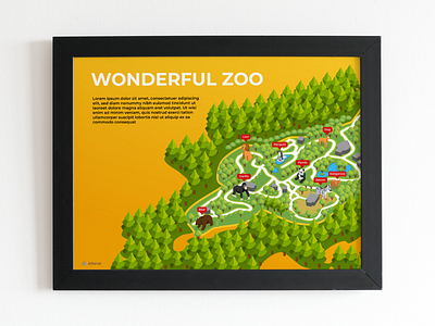 Wonderful Zoo Custom Vector Map Design educational design