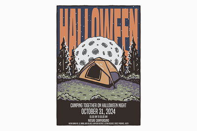 HALLOWEEN ILLUSTRATION 2024 camping graphic design halloween illustration poster vintage illustration