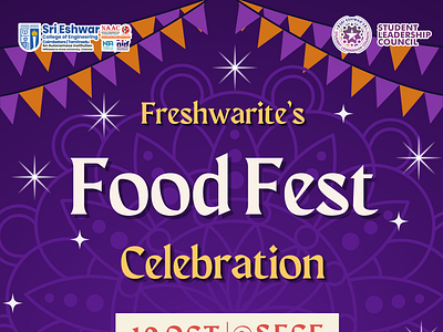 Freshwarite Food Fest 2024 Sri Eshwar College Of Engineering animation branding canva design event events festival figma graphic design illustration logo motion graphics poster ui